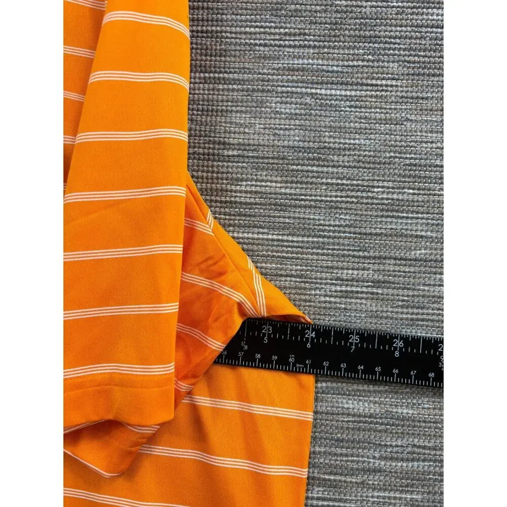 Adidas Puremotion Golf Polo Shirt Mens Size L Striped Orange White Athletic